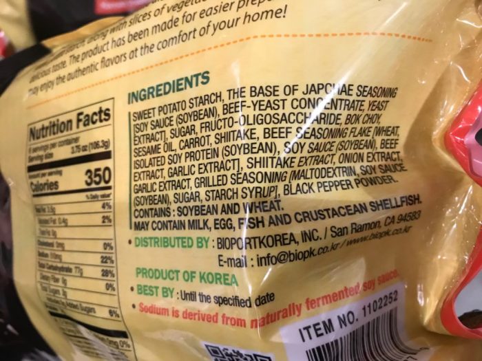 Glass noodles nutrition facts